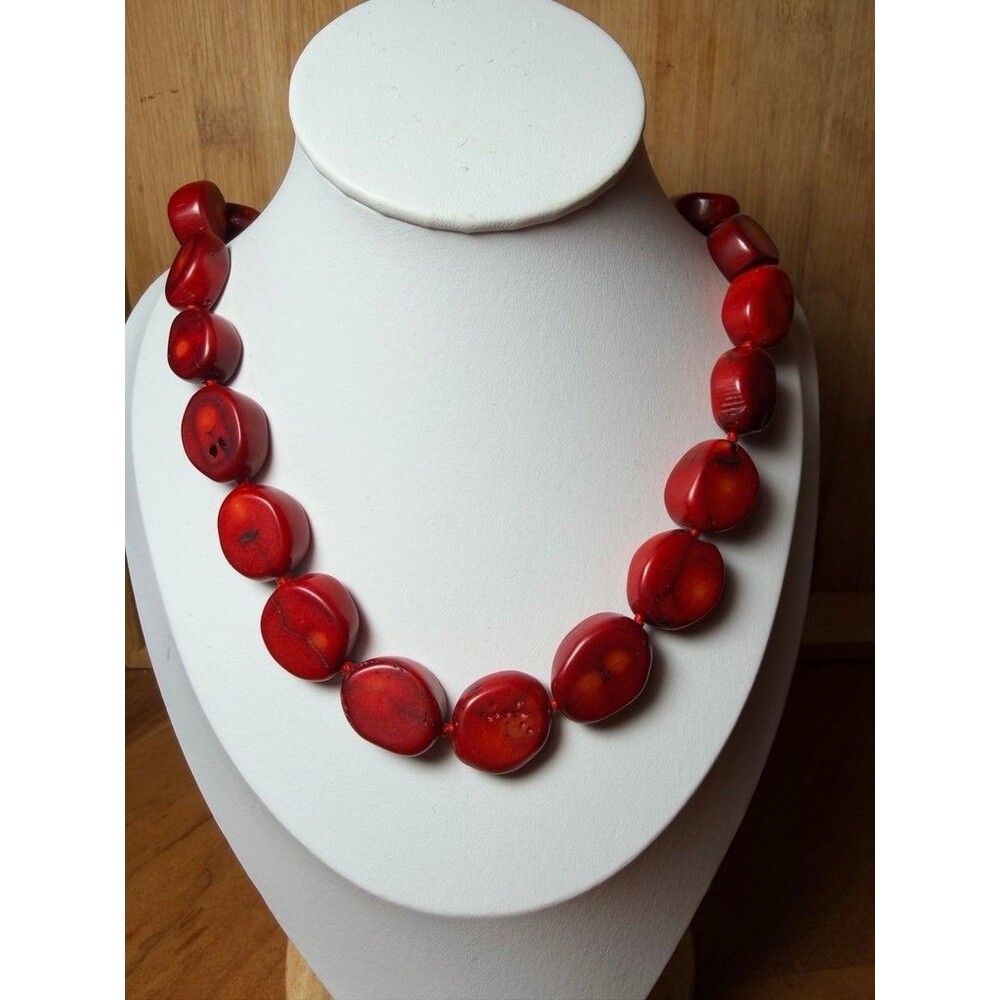Vintage Chunky Red Coral Natural Nugget Beads, 18 Inch Statemen